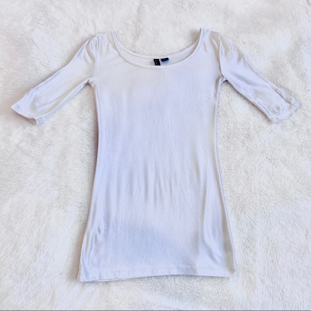 Cynthia Rowley Long White Tee, Mid-length sleeves